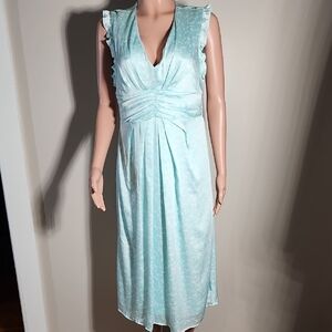 DKNY Light Blue Ruffle Midi Dress